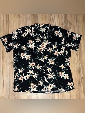 Vintage Magnum P.I. Paradise Found Hawaiian Shirt 2XL Black Orchid Floral Rayon